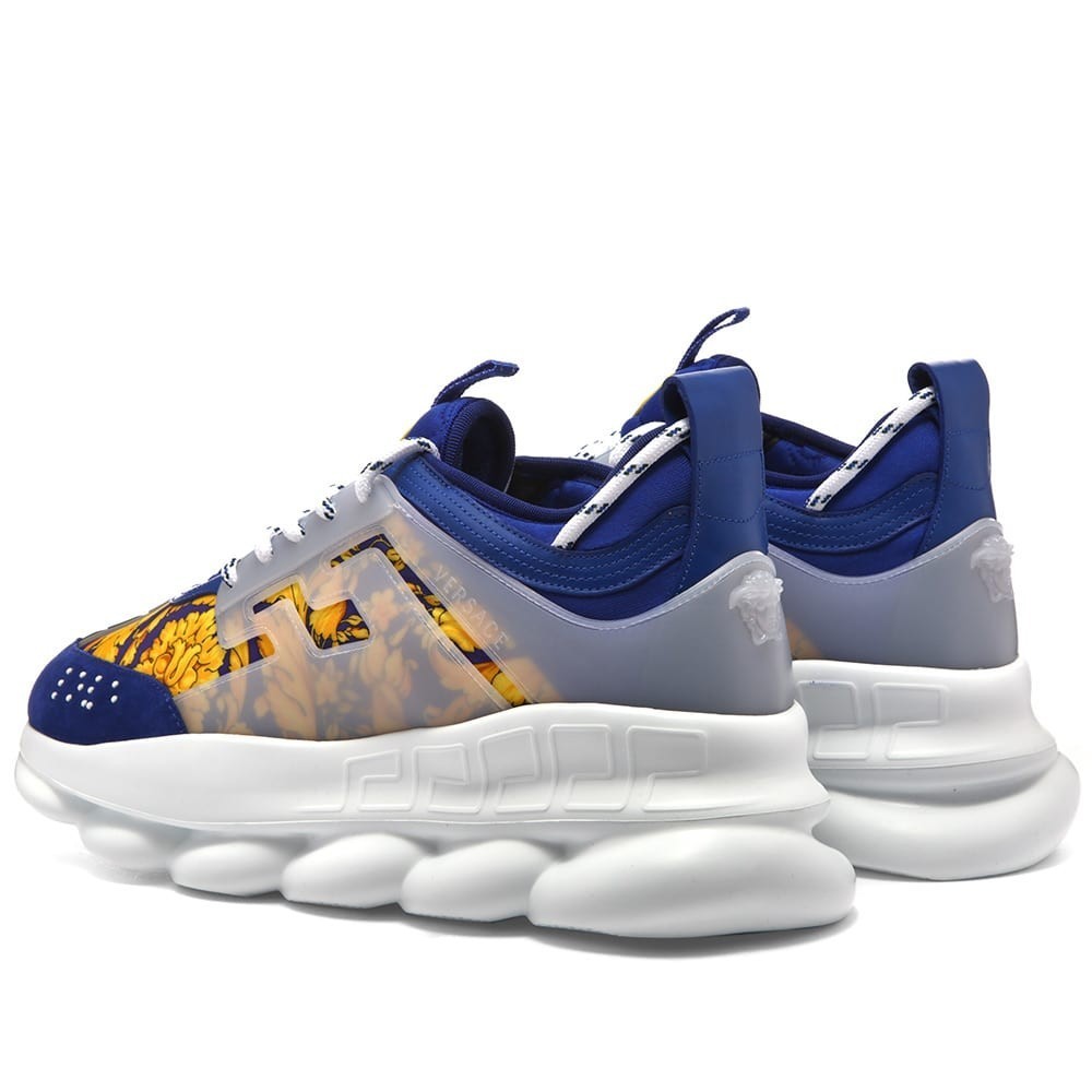 Men luxury sneakers - Versace Chain Reaction royal blue baroque print  sneakers