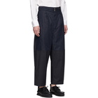 Comme des Garcons Homme Navy Multi-Fabric Garment-Dyed Trousers