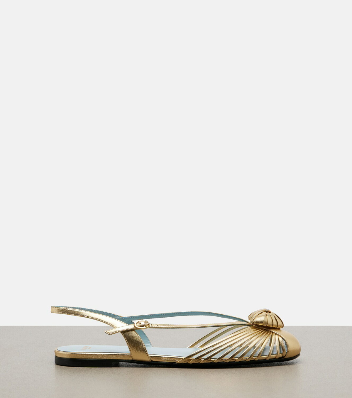 Valentino Garavani Cœur Royal metallic leather slingback flats