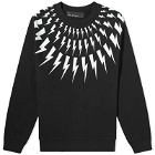 Neil Barrett Men's Fair-Isle Thunderbolt Easy Sweatshirt in Black/White