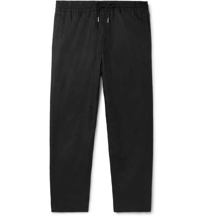 Photo: Mr P. - Black Slim-Fit Tapered Linen and Cotton-Blend Drawstring Trousers - Black