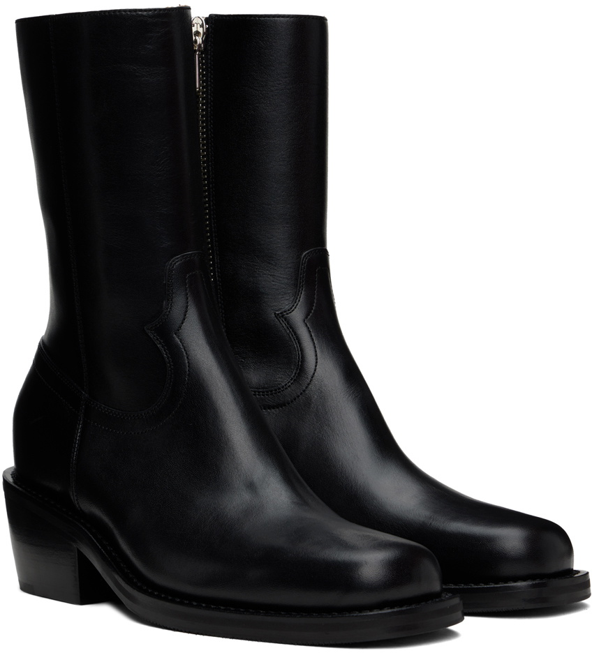 Dries Van Noten Black Leather Boots