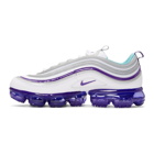 Nike White and Purple Air Vapormax 97 Sneakers