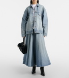 Balenciaga Pleated denim midi skirt