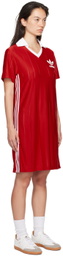adidas Originals Red Adicolor 3-Stripes Pinstripe Minidress