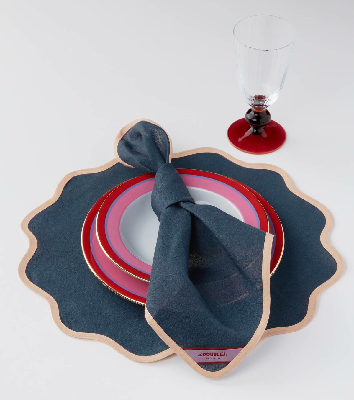 La DoubleJ Rainbow Navy Large set of 2 napkins