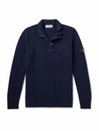 Stone Island - Logo-Appliquéd Wool-Blend Half-Placket Sweater - Blue