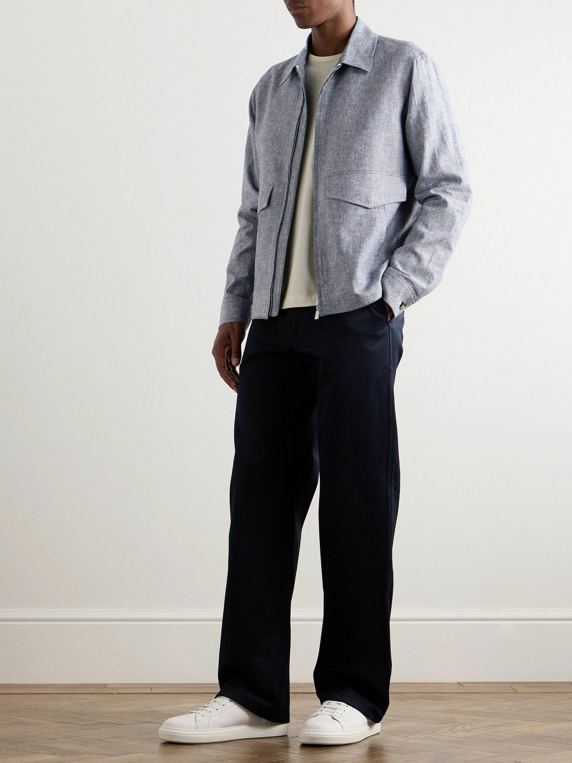 Richard James - Striped Linen and Cotton-Blend Blouson Jacket - Gray