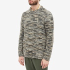 Folk Men's Mixed Yarn Crew Knit in Slate Olive Mix