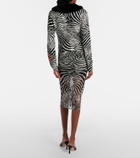 Blumarine Printed sheer mesh midi skirt