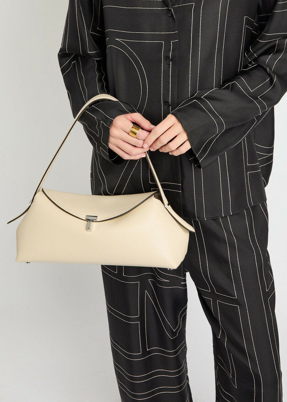 Toteme T-lock Grained Leather Shoulder bag - Ivory - One Size