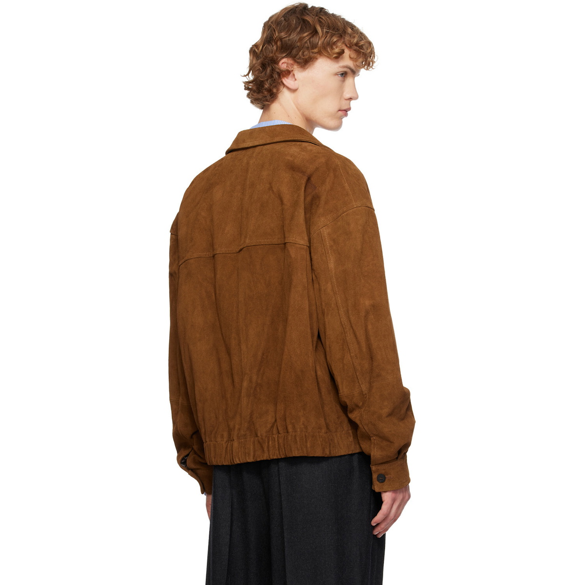 LE17SEPTEMBRE Brown Suede Zip Blouson Leather Jacket