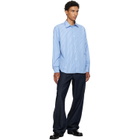 Burberry Blue Relaxed Fit Striped Cotton Shirt