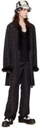 Anna Sui Black Floral Jacquard Trousers