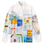 Casablanca Men's Postcard Silk Shirt in White