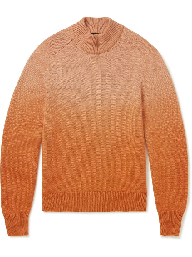 Photo: TOM FORD - Dip-Dyed Cashmere, Mohair and Silk-Blend Mock-Neck Sweater - Orange