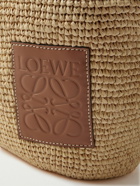 LOEWE - Pochette Logo-Embossed Leather-Trimmed Raffia and Canvas Messenger Bag