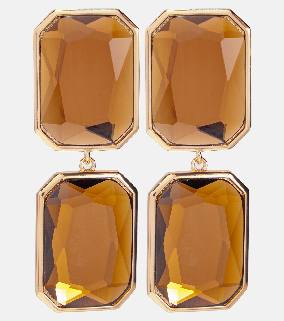Self-Portrait Amber gold-plated drop earrings
