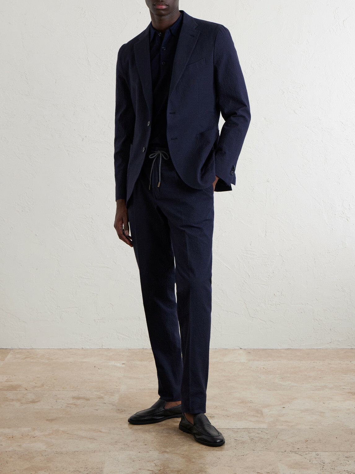 Slowear - Tapered Cotton-Blend Seersucker Trousers - Blue