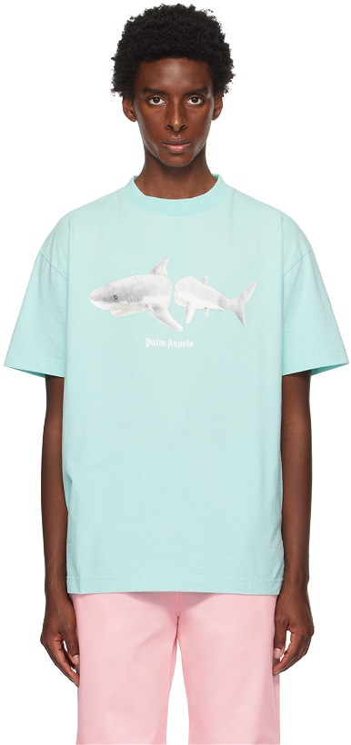 Photo: Palm Angels Blue Shark Classic T-Shirt