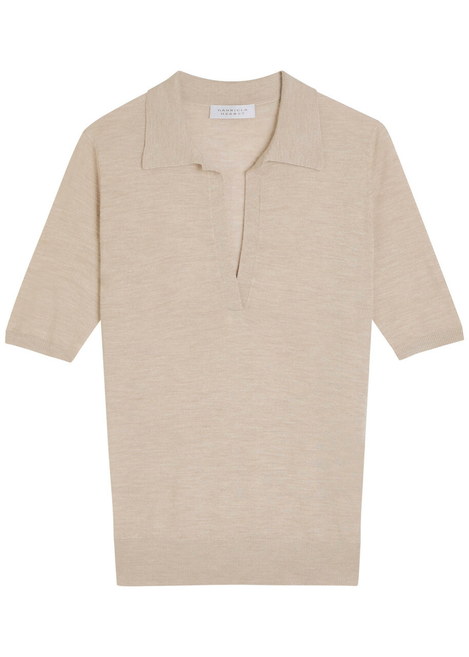 Gabriela Hearst Frank Cashmere and Silk-blend Polo Beige