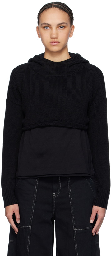 Photo: MM6 Maison Margiela Black Cropped Hoodie