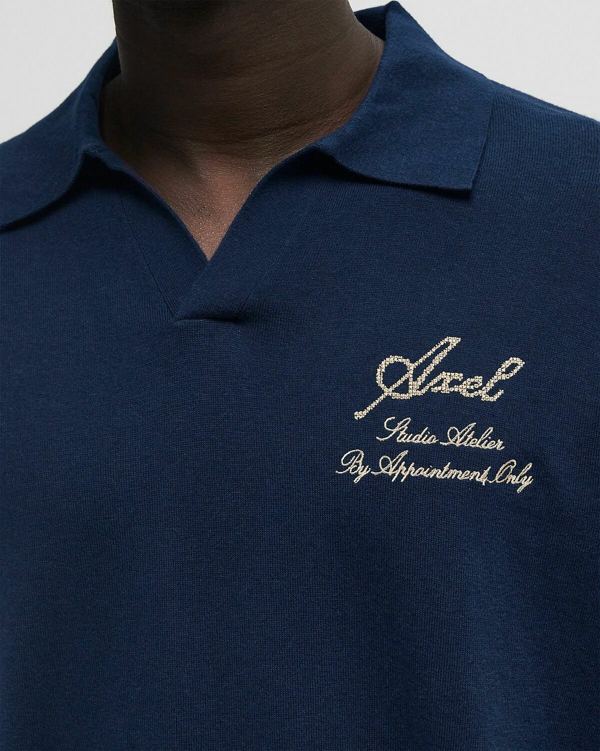 Axel Arigato Atelier Polo Sweater Blue Mens Pullover
