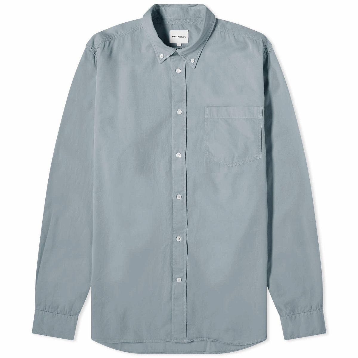 Photo: Norse Projects Men's Anton Light Twill Button Down Shirt in Light Stone Blue