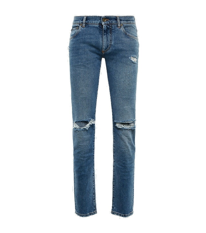Photo: Dolce&Gabbana - Distressed low-rise slim jeans