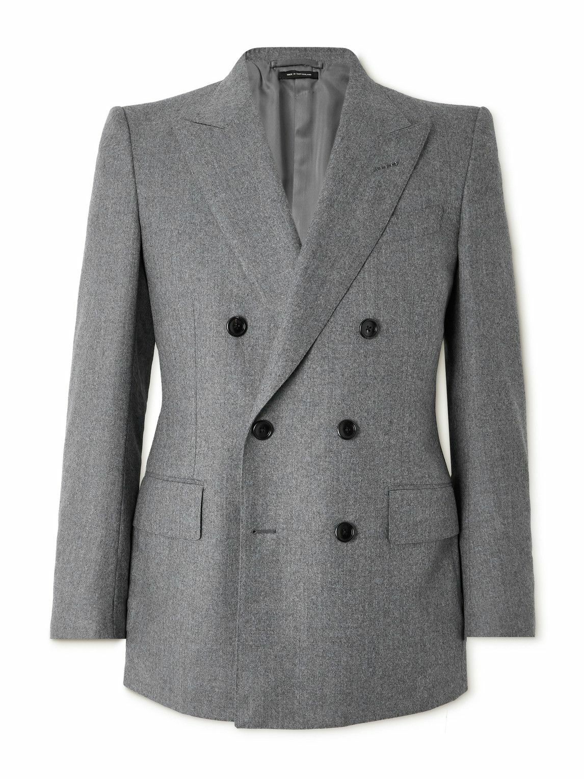 TOM FORD - Dyllan Double-Breasted Wool-Flannel Suit Jacket - Gray