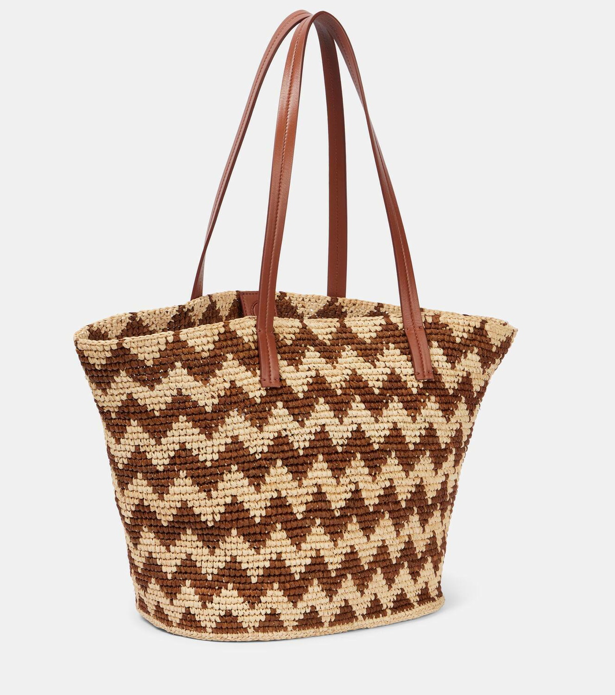 【MISSONI】 Zigzag Large leather-trimmed tote bag Zigzag Large leather-trimmed tote bag in multicoloured