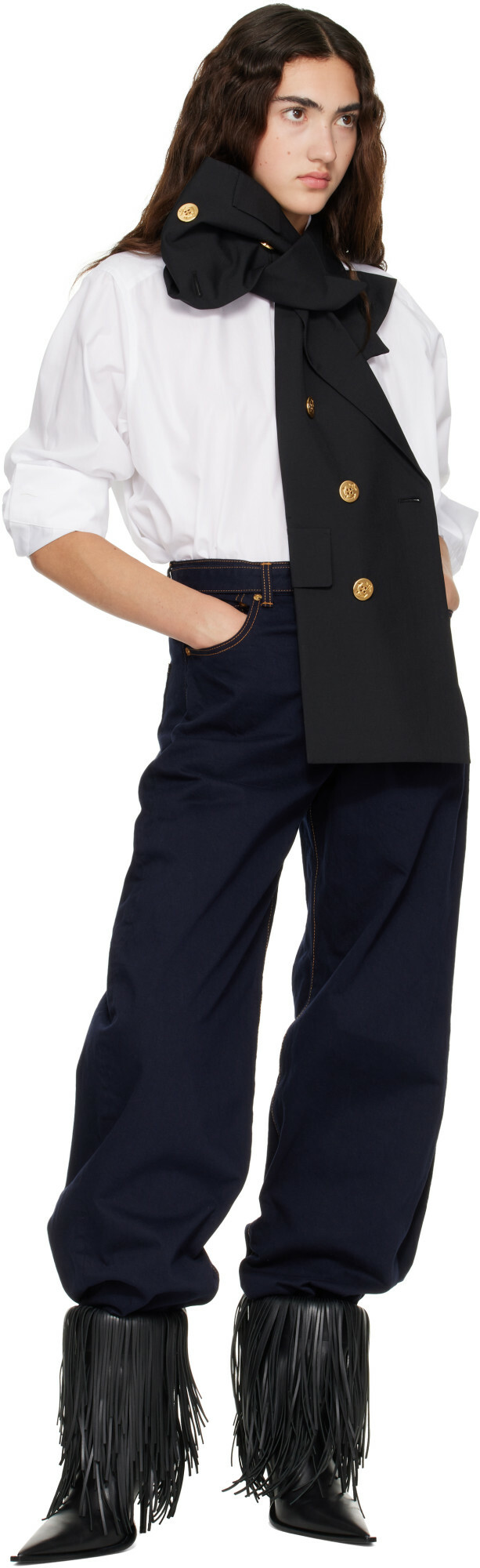 sacai Navy Belted Jeans