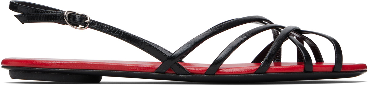 Proenza Schouler Black & Red Uma Slingback Sandals