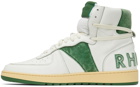 Rhude White & Green Rhecess Hi Sneakers