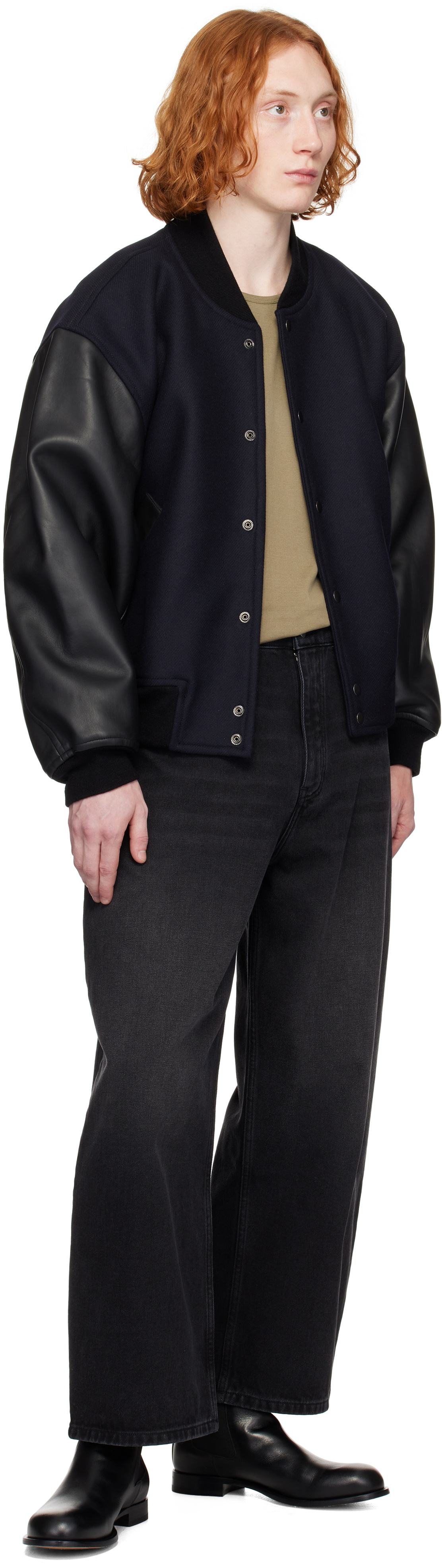 Studio Nicholson Navy & Black Alph Bomber Jacket