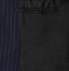 SAINT LAURENT - Double-Breasted Pinstriped Wool-Flannel Blazer - Blue