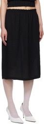 Ashley Williams Black Smocked-Waist Midi Skirt