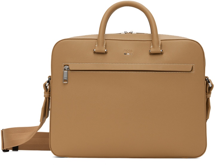 Photo: BOSS Beige Ray Faux-Leather Briefcase