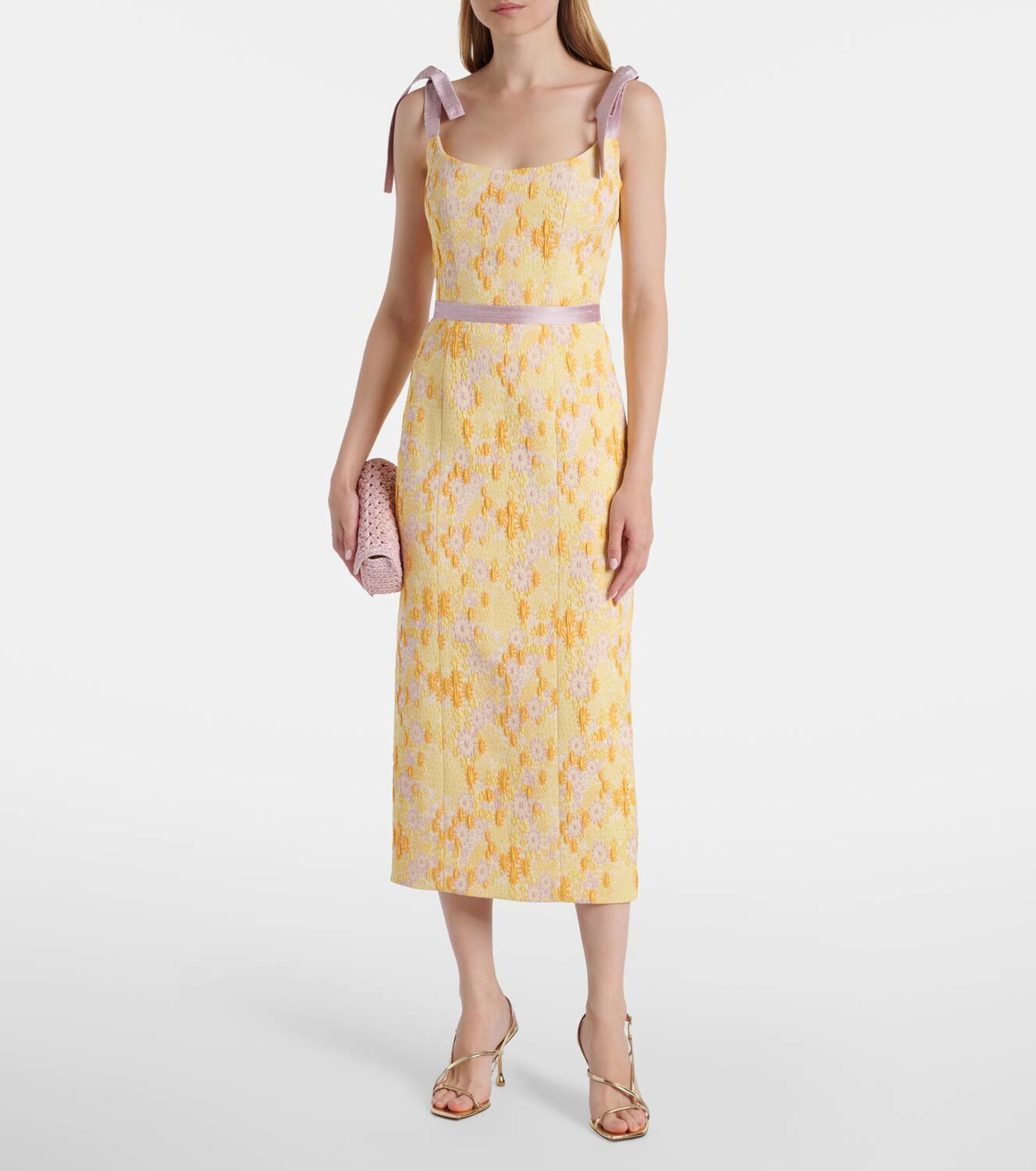 Markarian Acacia embroidered brocade corset dress