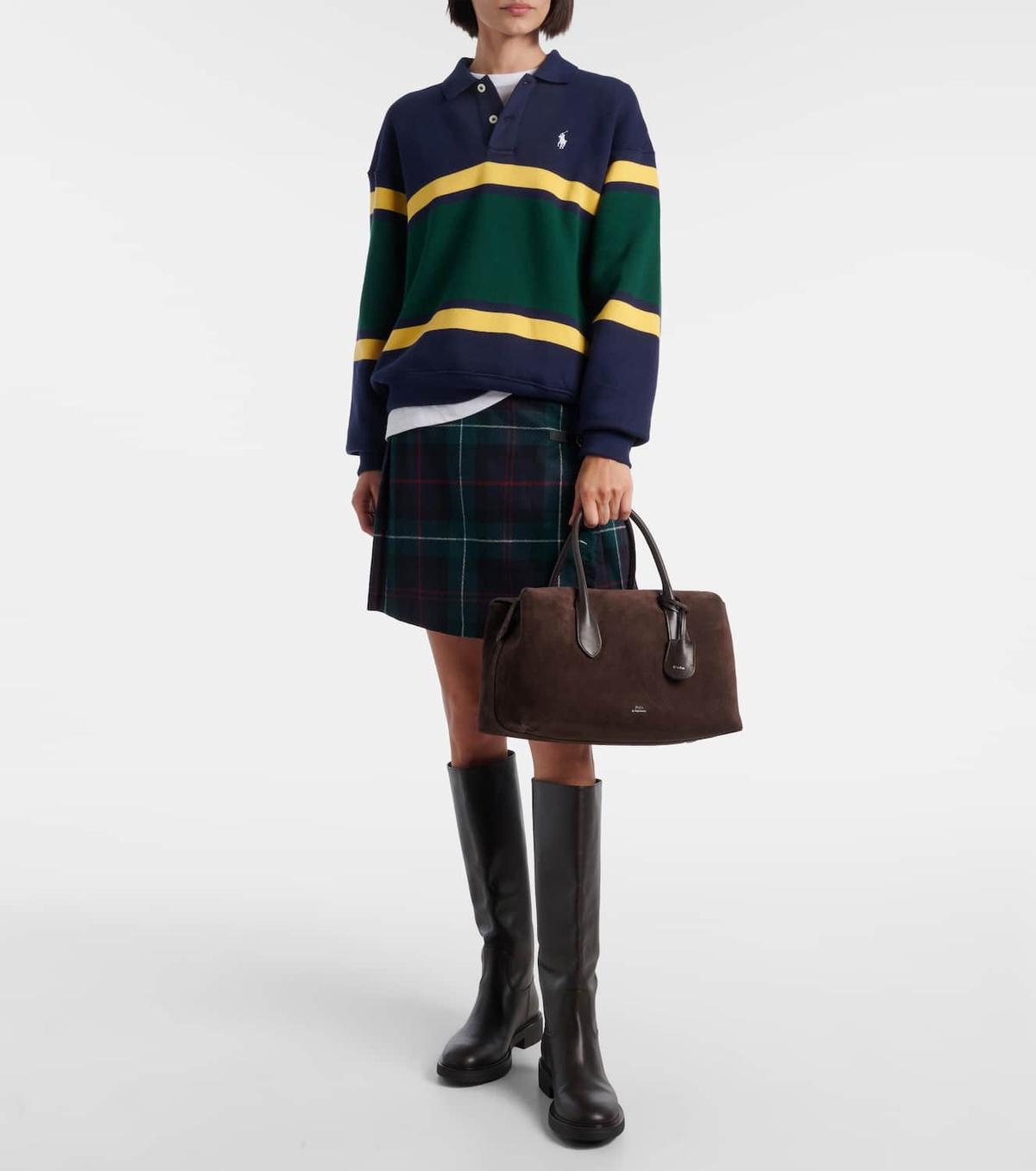 Polo Ralph Lauren Leather-trimmed suede duffel bag