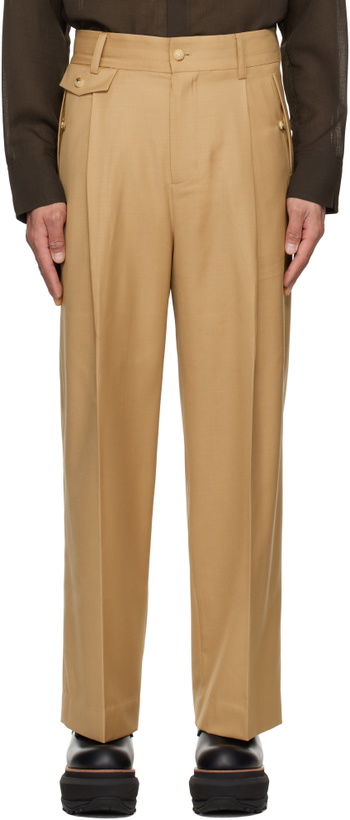 Photo: Feng Chen Wang Beige Slashed Wide Trousers