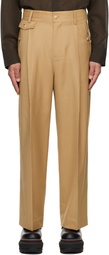 Feng Chen Wang Beige Slashed Wide Trousers