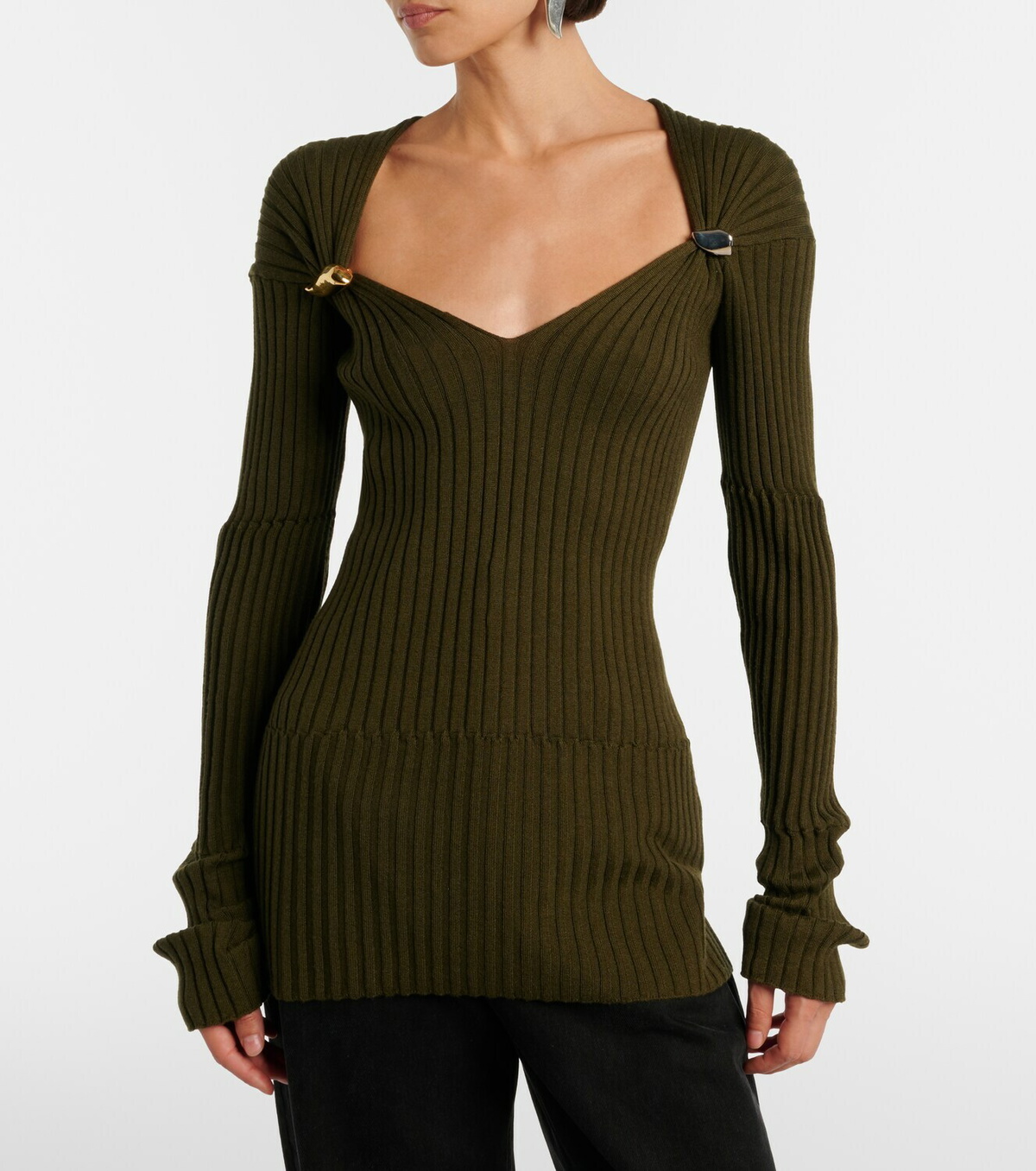 Bottega Veneta Ribbed-knit cashmere and silk top