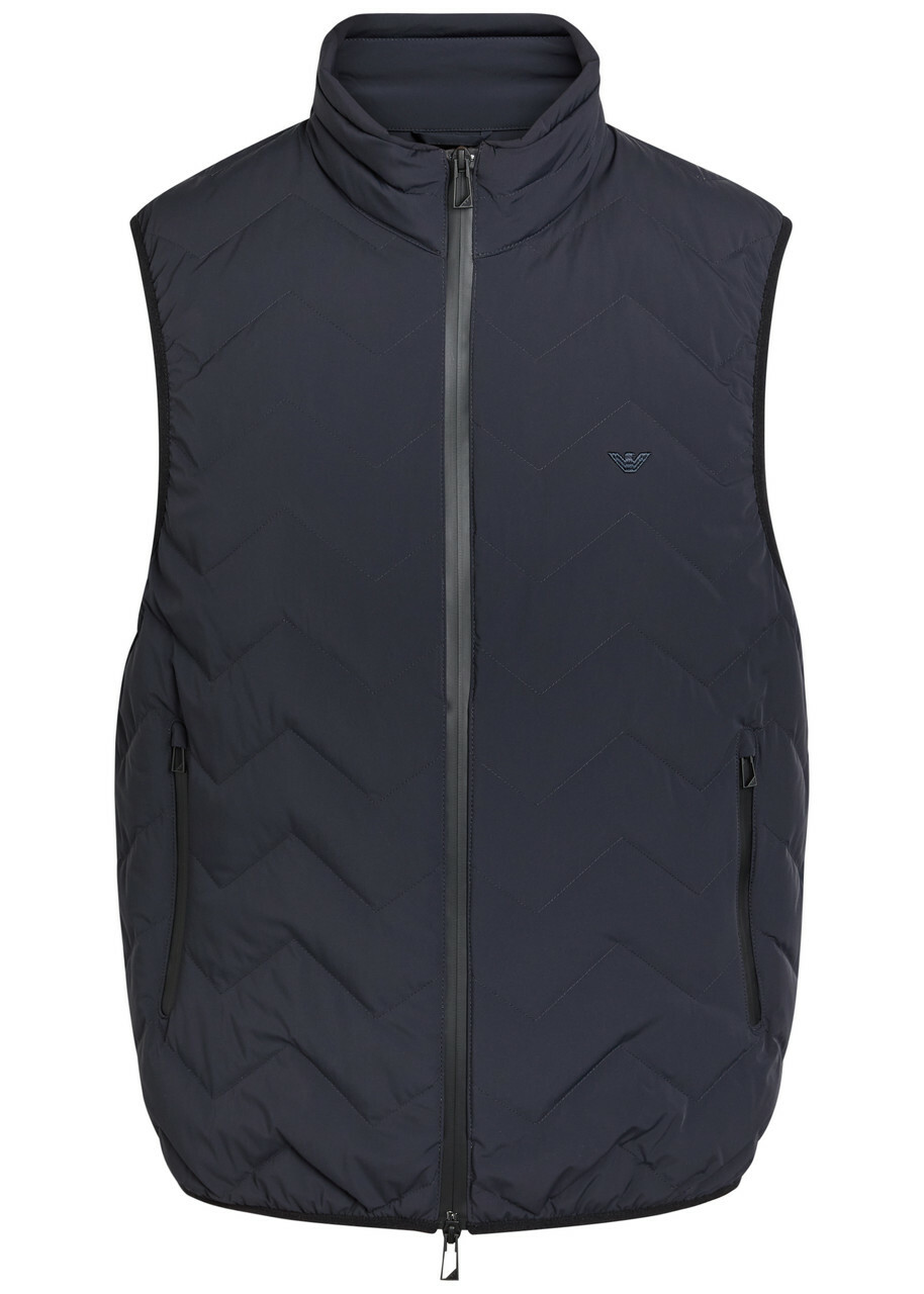 Emporio Armani Water-repellent Padded Stretch-nylon Gilet Navy