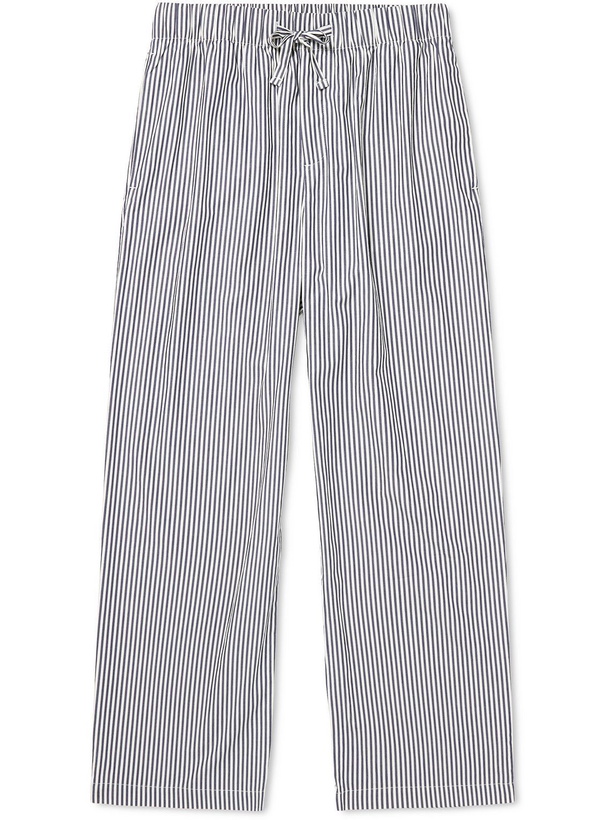 Photo: TEKLA - Striped Cotton-Poplin Pyjama Trousers - Blue