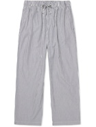 TEKLA - Striped Cotton-Poplin Pyjama Trousers - Blue