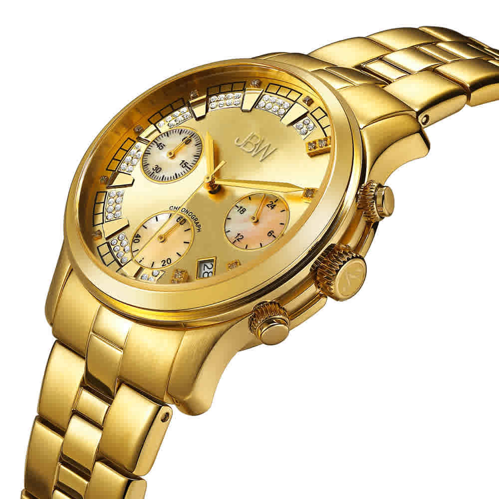JBW Muse Chronograph Quartz Diamond Gold Dial Unisex Watch JB-6217-E