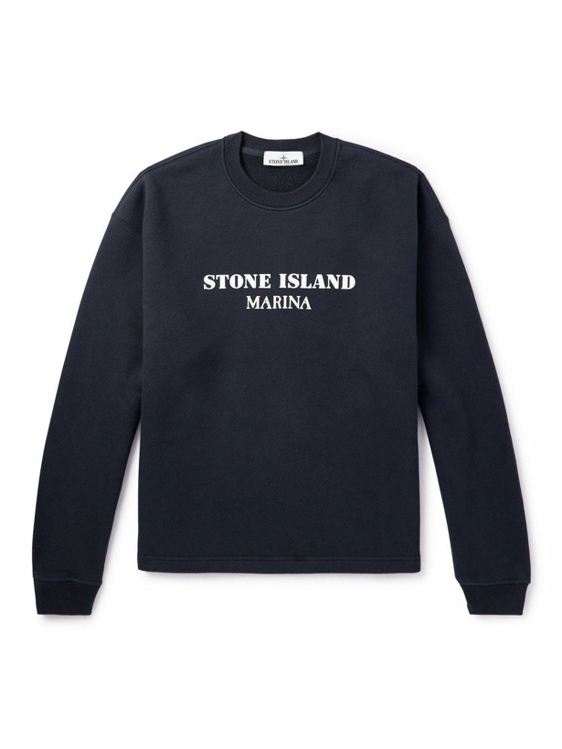 Photo: Stone Island - Logo-Print Cotton-Jersey Sweatshirt - Blue