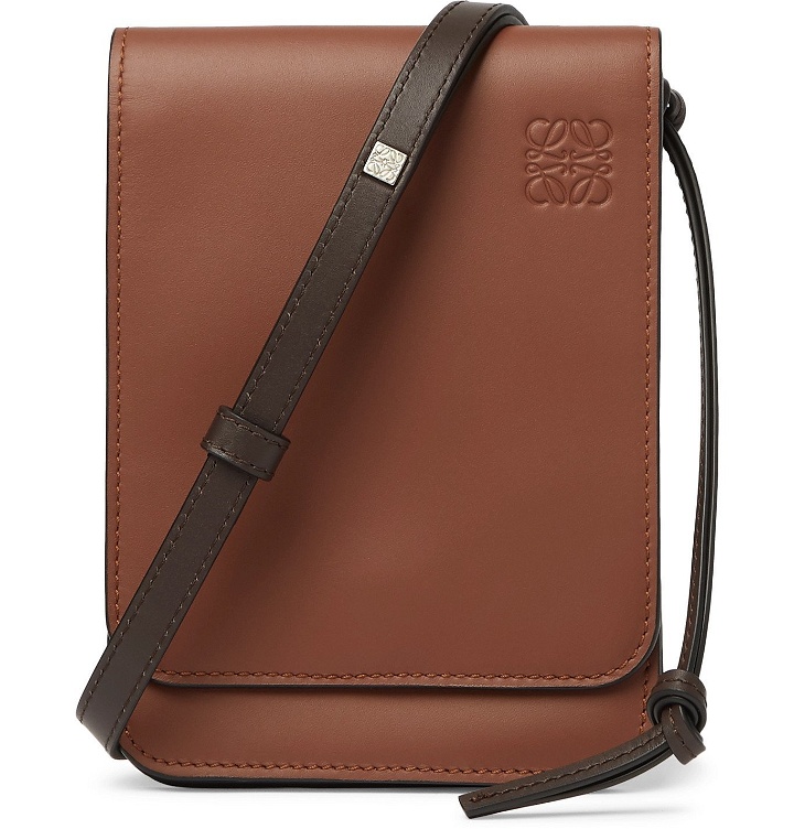 Photo: Loewe - Logo-Debossed Leather Messenger Bag - Brown