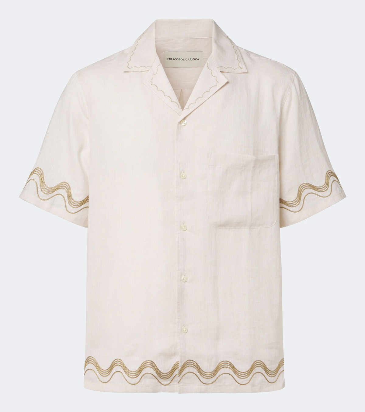 Frescobol Carioca Alves embroidered linen bowling shirt
